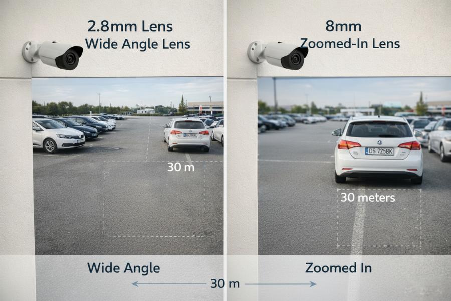 Príklad zorného poľa bezpečnostnej kamery